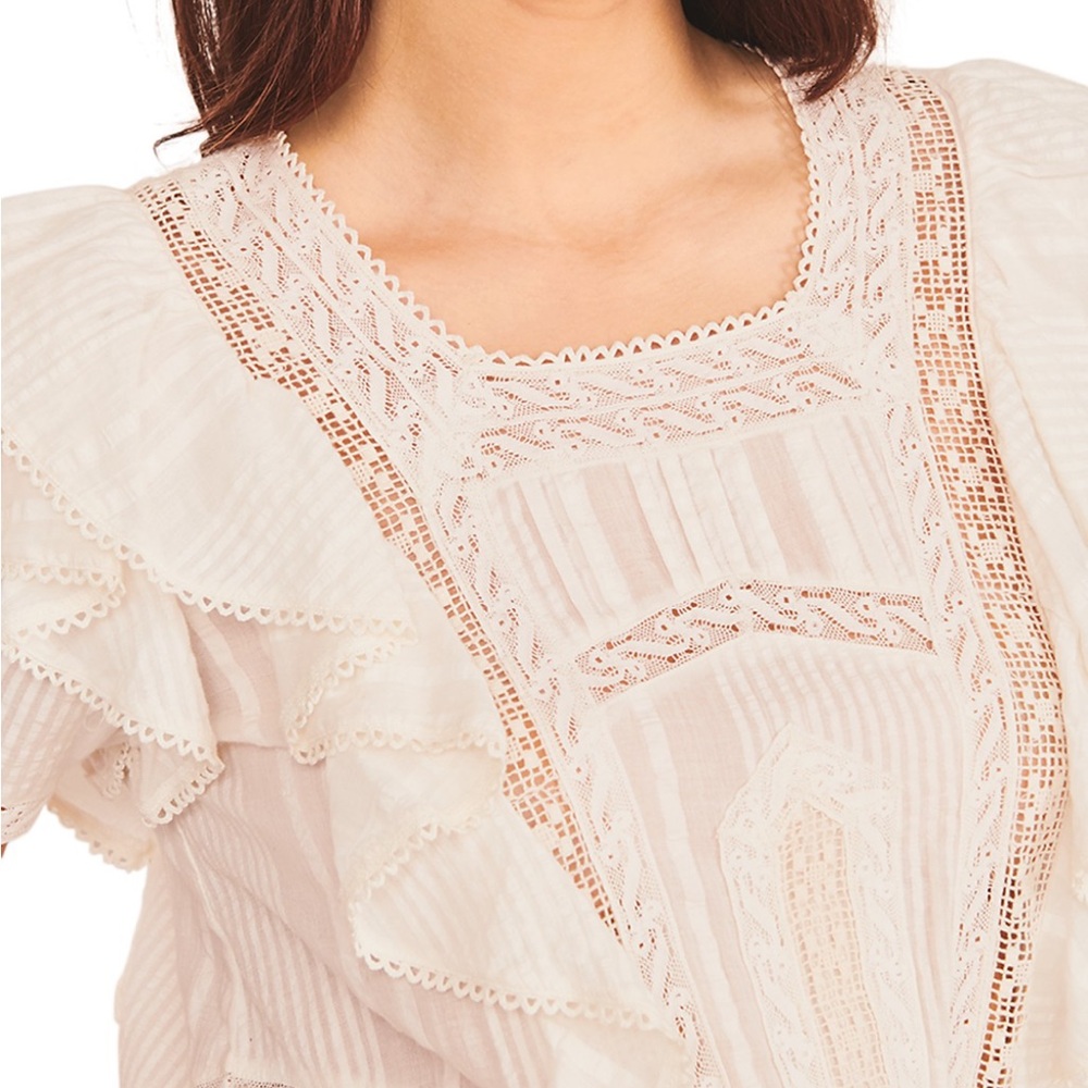 LOVESHACKFANCY STELLA MINI RUFFLE DRESS Antique White Size Large - Picture 14 of 16